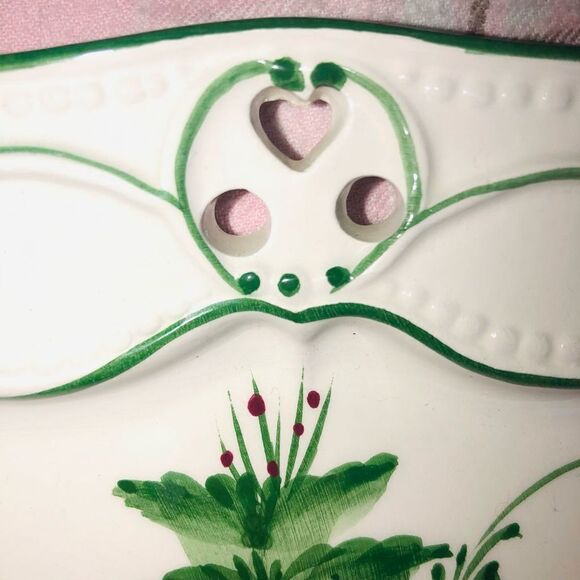 Vintage RCCL Hand Painted Floral Reticulated Square Plate W/Metal Wall Hanger - Picture 2 of 8